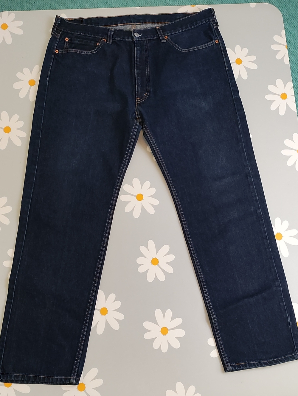 Levi Strauss And Company dark denim men straight leg jeans  505